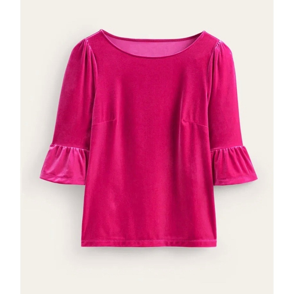 Boden Velvet Ruffle Cuff‎ Vibrant Pink Size 4